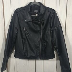 Riverdale Southside Serpents Black Faux Leather Biker Jacket  Sz Junior's XL
